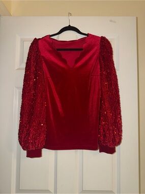 Red Long Sleeve Blouse